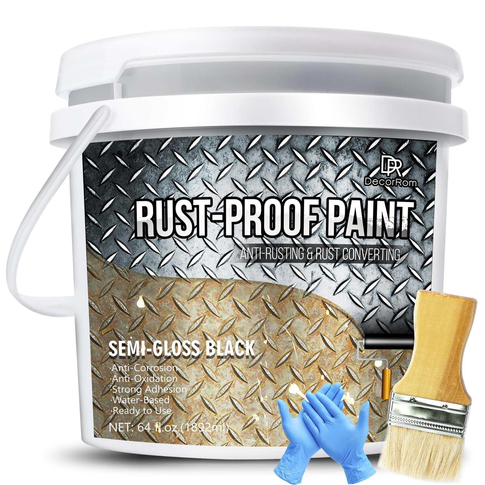 Water Based Rust Converter Paint 64Oz Metal Primer Semi Gloss Rust Reformer Kit