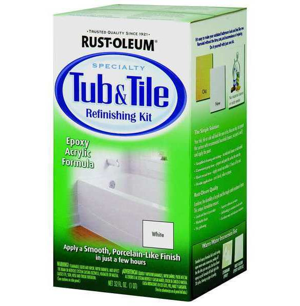 Bathtub Refinishing Kit White Tub And Tile Paint 1 qt Epoxy Acrylic Repair