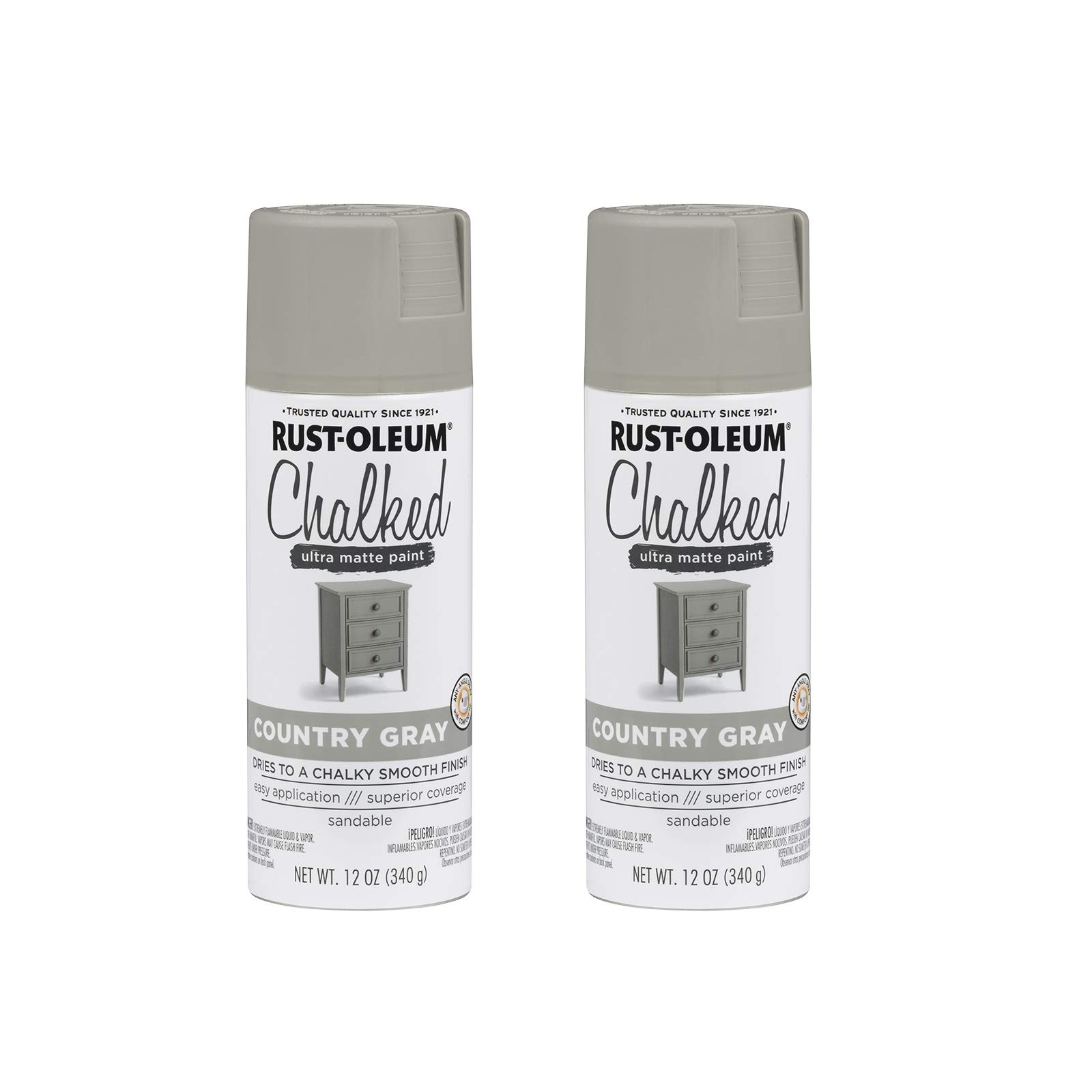 Rust Oleum Ultra Matte Chalked Paint Country Gray 12 Ounce Pack of 2