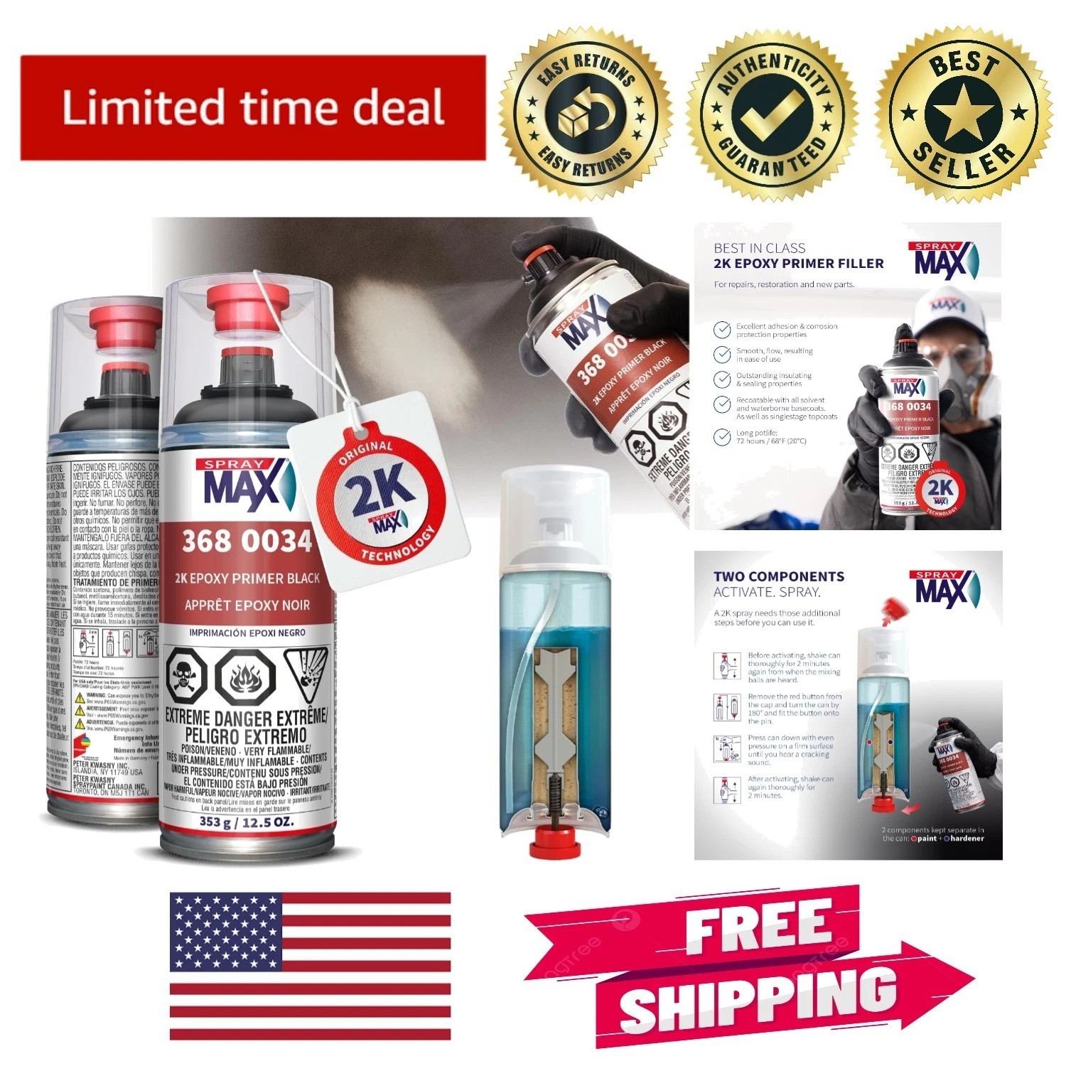 2K Epoxy Primer Black Spray Paint – Professional Automotive & Metal Finish