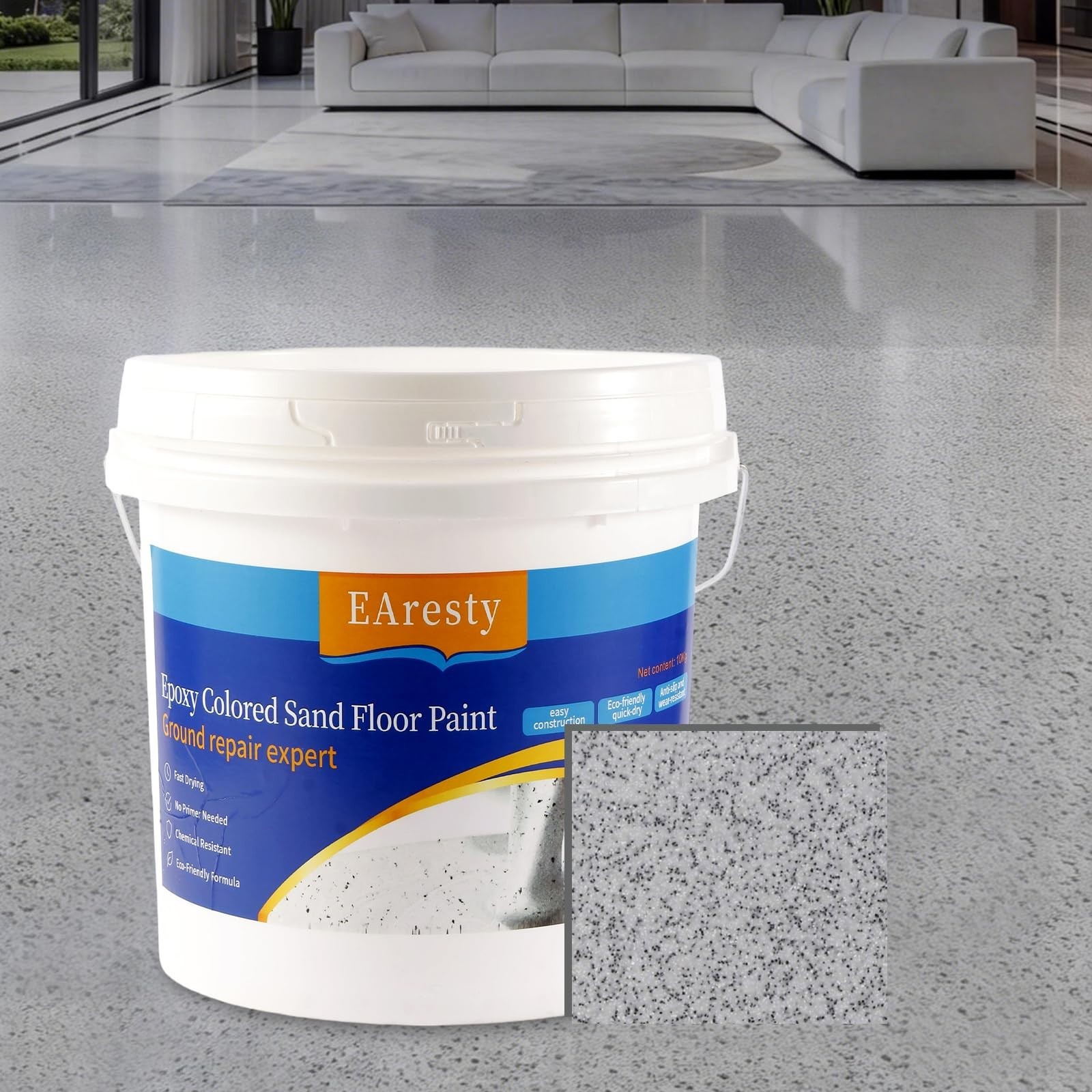 High-Gloss Epoxy Floor Paint for Concrete – Non-Slip, Wear-Resistant, Marble Fin