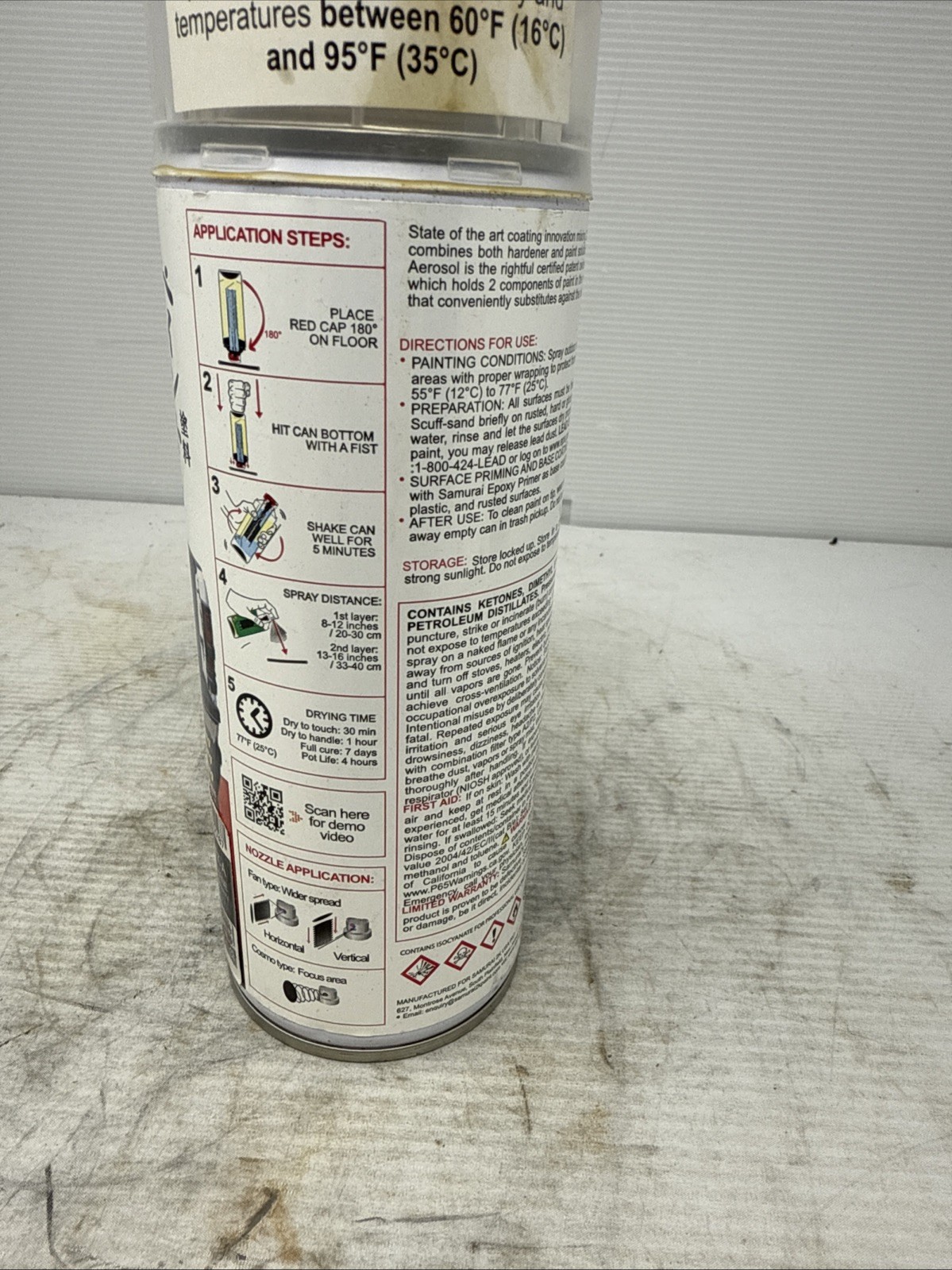 SAMURAI Spray Paint Marine 2-Part Polyurethane with UV Resistant 11.3 oz Can BLK