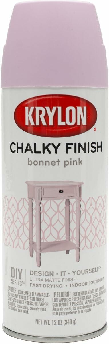 Krylon K04116000, Bonnet Pink, K04116007 Chalky Finish Spray Paint, 12 Ounce