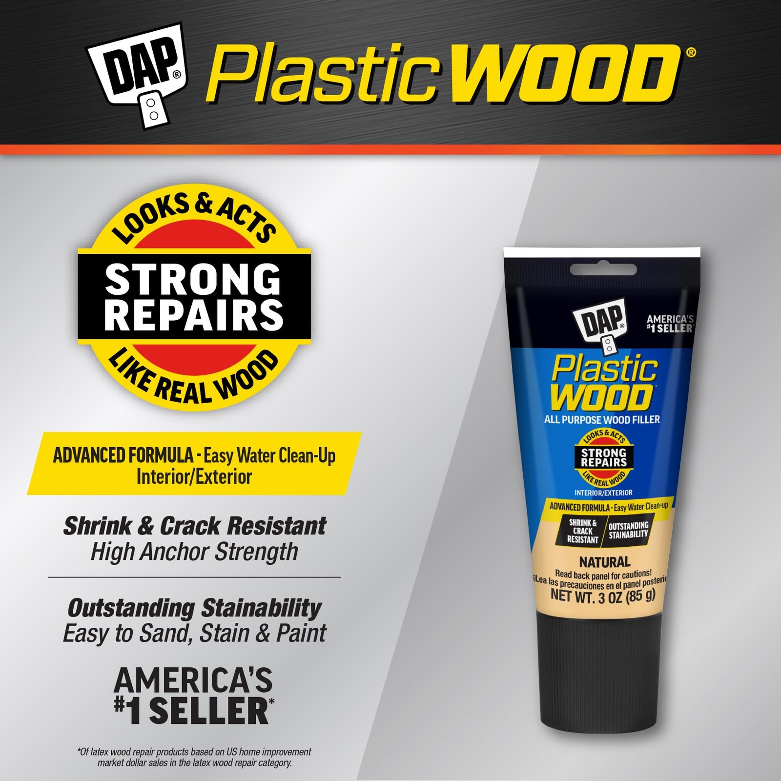 DAP Plastic Wood All Purpose Latex Filler, Natural, 3 Oz 3 oz, Natural