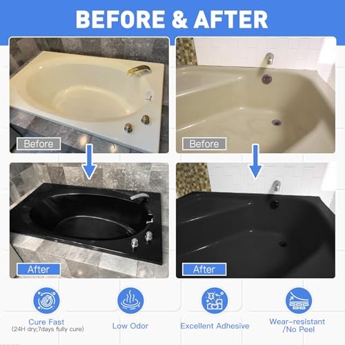 DWIL Tile Paint Kit – Semi-Gloss Black Bathtub & Sink Refinishing Paint 25-30sqf
