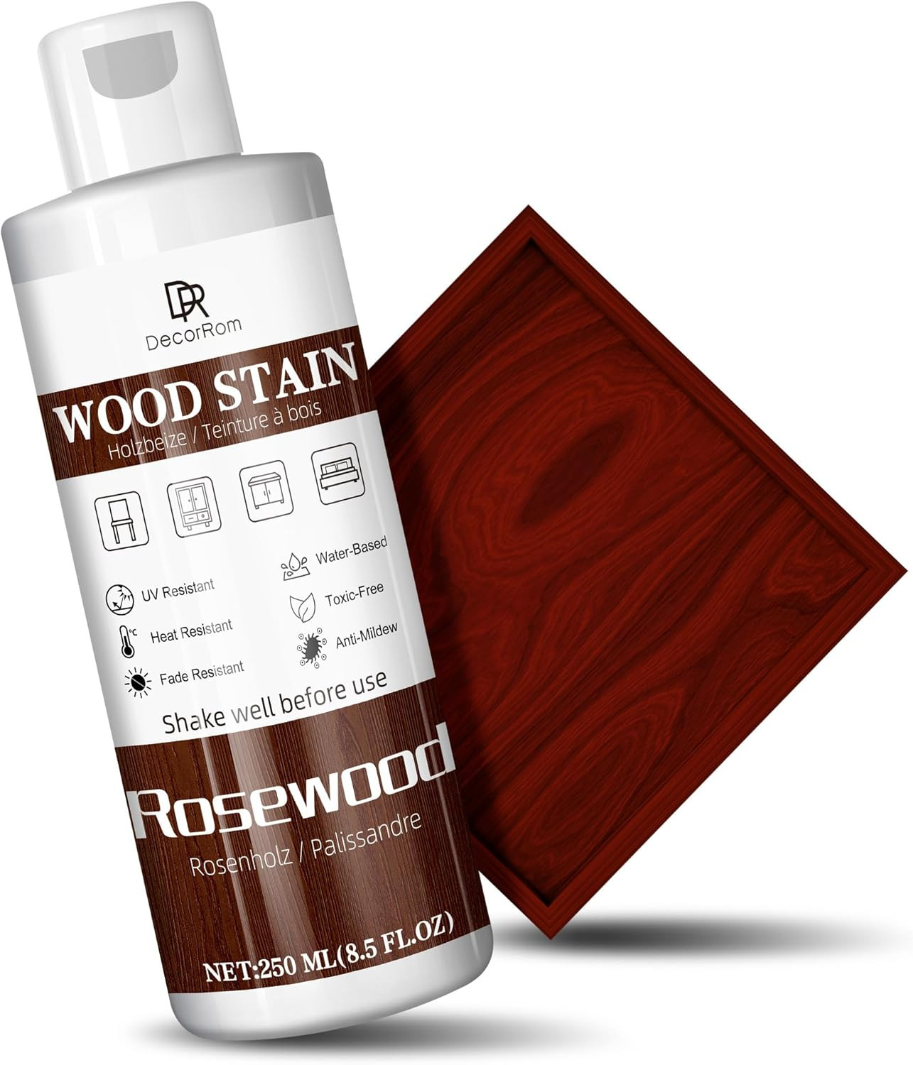 Rosewood Wood Stain, 8.5Oz Water Based Wood Stain, Matte Wooden Fast Drying