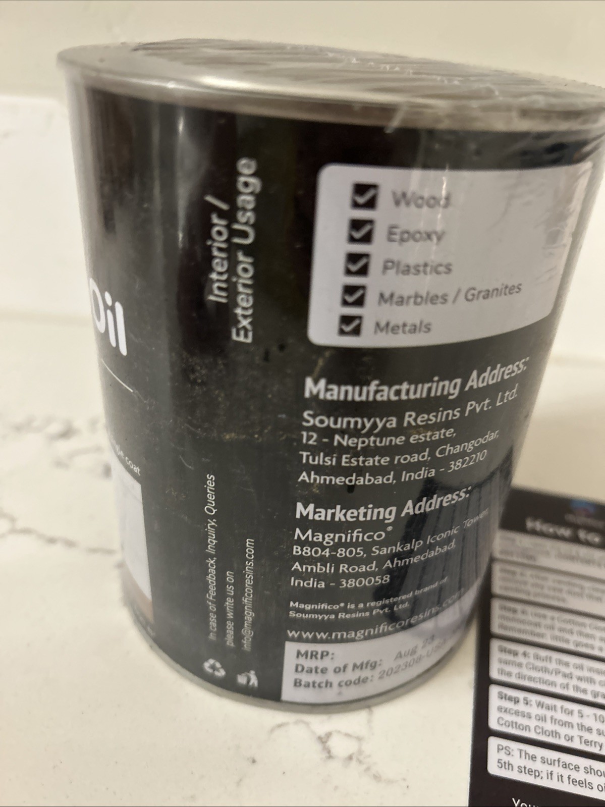 MAGNIFICO MONOCOAT OIL, Clear, 1 Liter: Wood, Epoxy, Metal Solvent Free FoodSafe