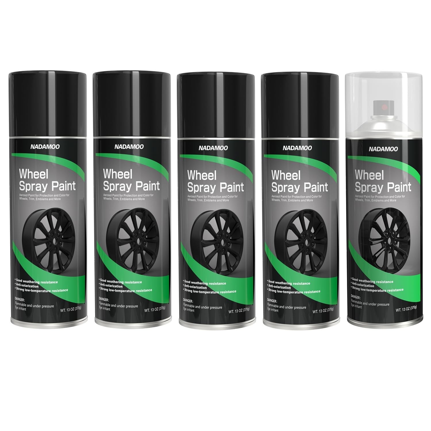 Clear Protective Topcoat & Semi-Gloss Black Wheel Rim Spray Paint – 4 Cans