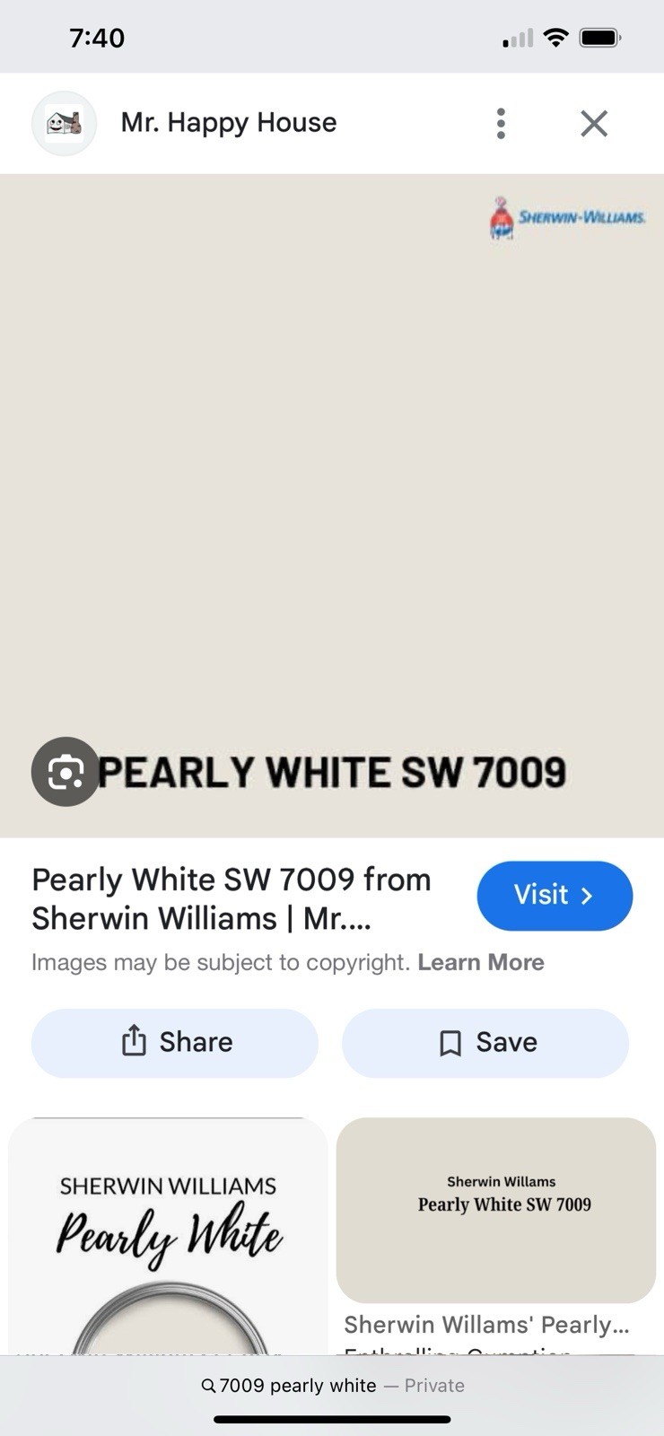 1 Gal. Sherwin Williams ProMar 200 Interior Paint 7009 Pearly White / Eg-Shell