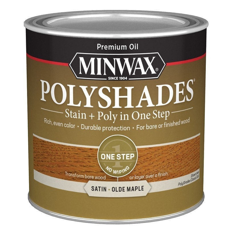 Minwax 213304444 Waterbased Polyurethane Stain, Satin, Liquid, Olde Maple, 0.5 p