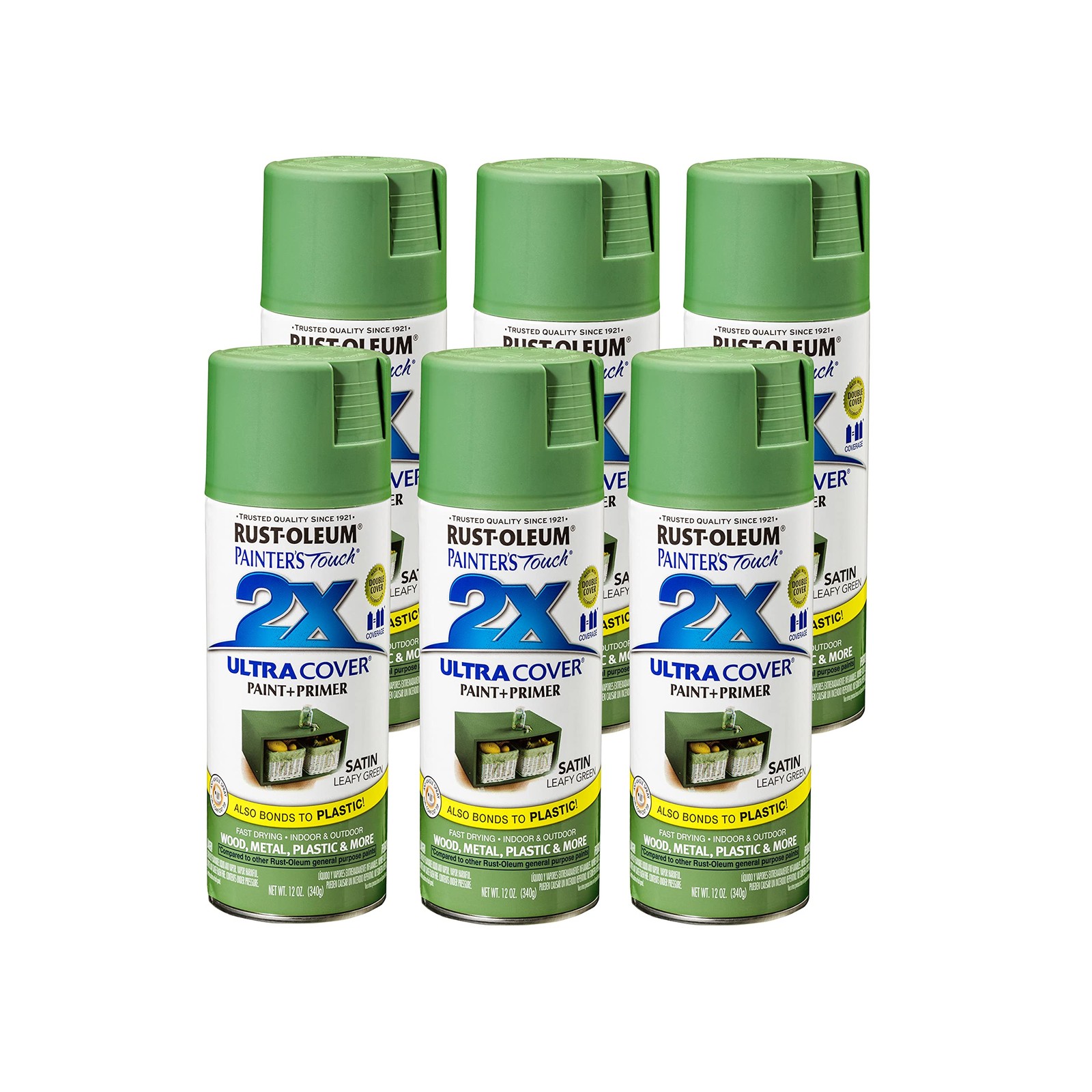 Rust-Oleum 249072-6PK Painter’s Touch 2X Ultra Cover Spray Paint, 12 oz, Sati…