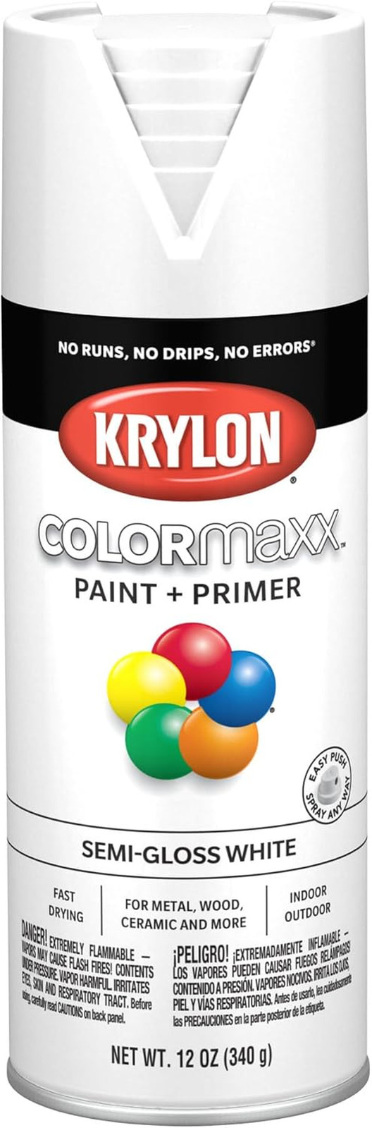 Krylon K05580007 Colormaxx Spray Paint and Primer for Indoor/Outdoor Use, Semi-