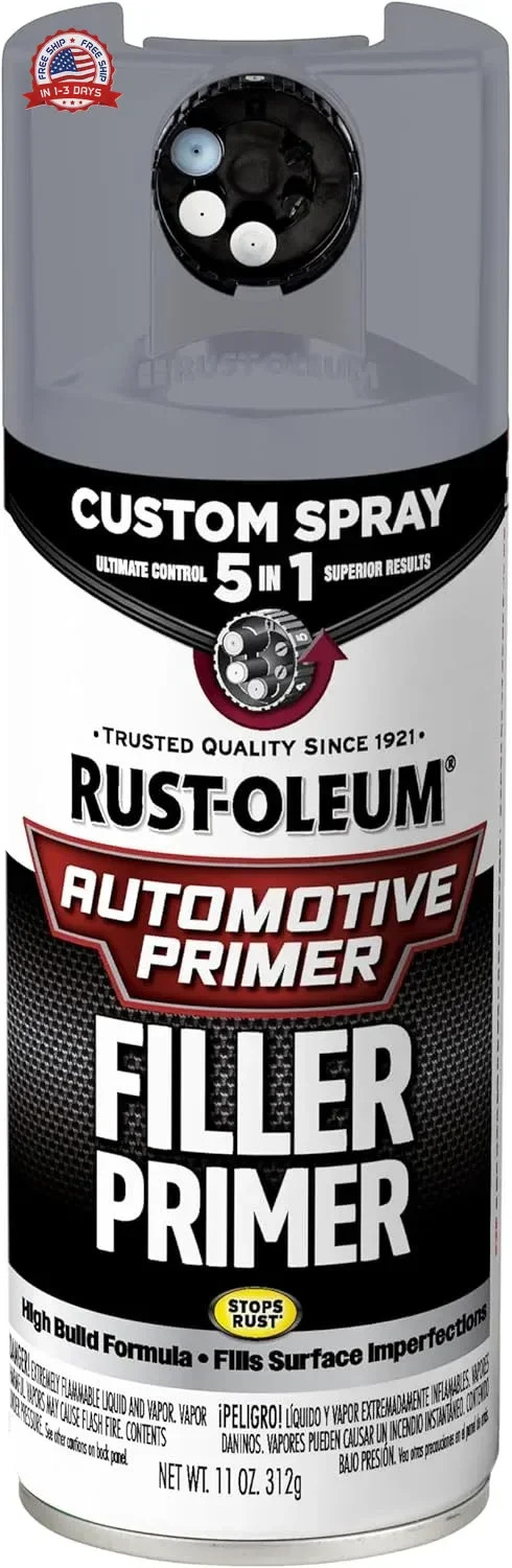 Rust-Oleum Automotive Filler Primer Custom Spray 5-in-1, 12 oz, Gray