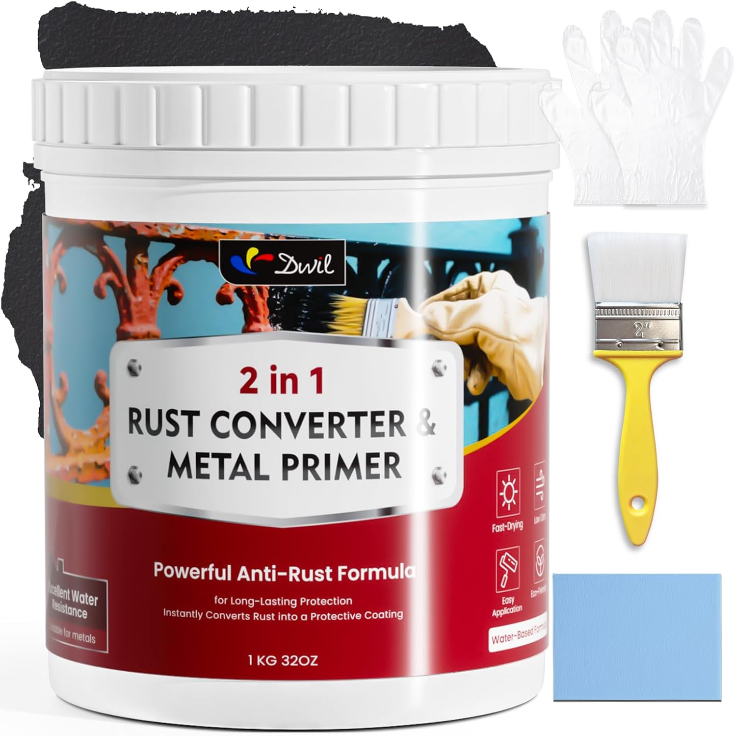 DWIL Rust Converter for Metal, 2 in 1 Rust Converter Paint and Primer, Converts