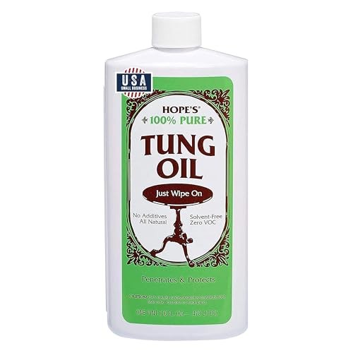 100% Pure Tung Oil, Food Safe, Premium Waterproof Natural Wood One, 16 Fl Oz