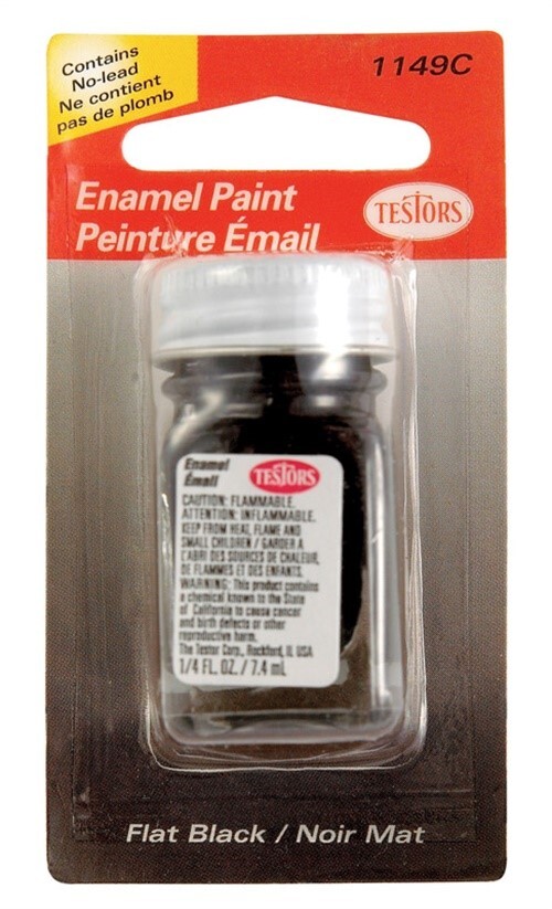 Testors 1149C-2 Black Flat Glass Bottle Enamel Hobby Paint 1/4 oz. (Pack of 6)