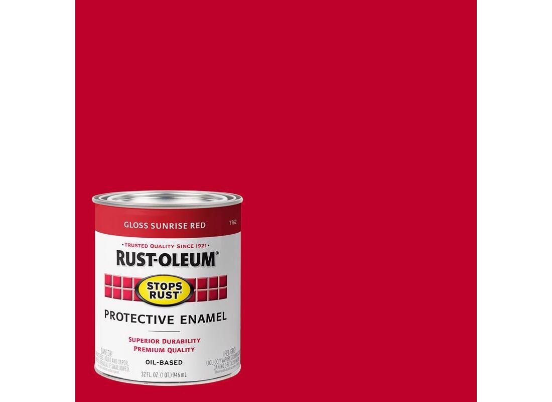 Rust-Oleum 7762-502 STOPS RUST Protective Enamel, Gloss, Sunrise Red, 1 qt Can