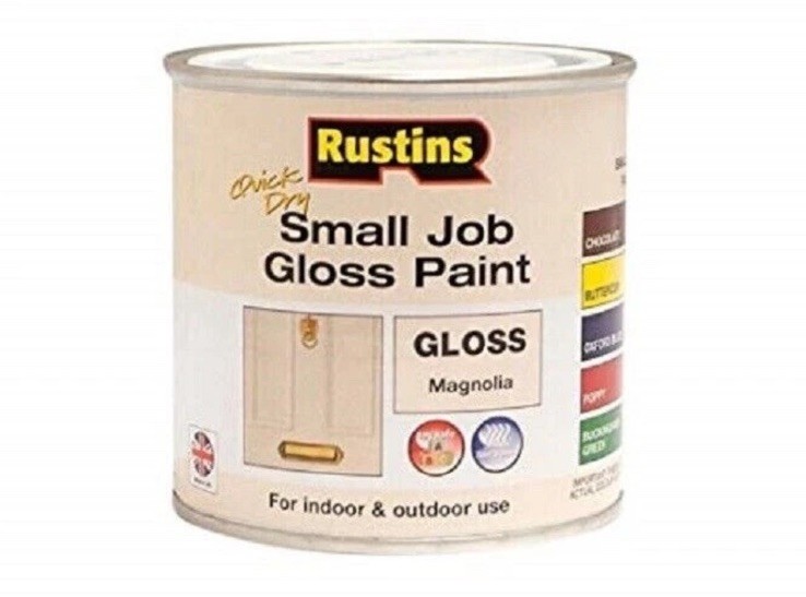 Rustins Quick Dry Small Job Gloss Paint IndoorOutdoor Magnolia 250ML