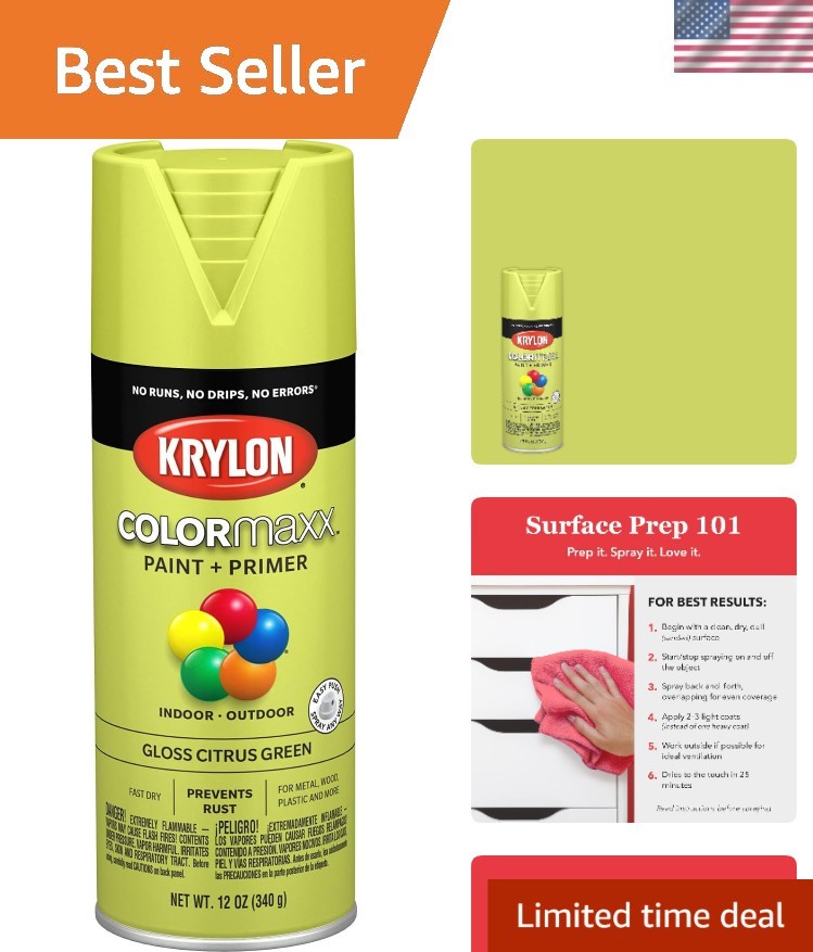 Versatile Indoor/Outdoor Citrus Green Spray Paint – Fast Dry and Rust Resistant
