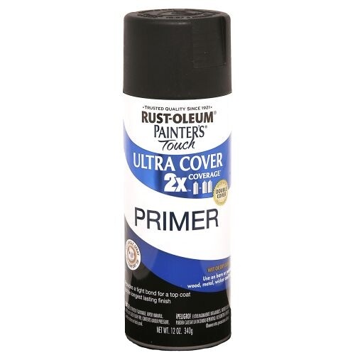 Rust-Oleum 249846 PAINTER’S Touch Spray Primer, Flat, Black, 12 oz, Aerosol Can