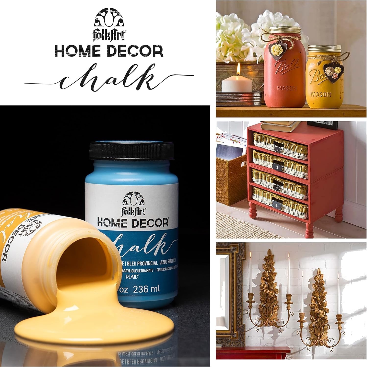 Home Decor Chalk Metallic Silver – 8 oz. Ultra-Matte Acrylic Paint for Versat…