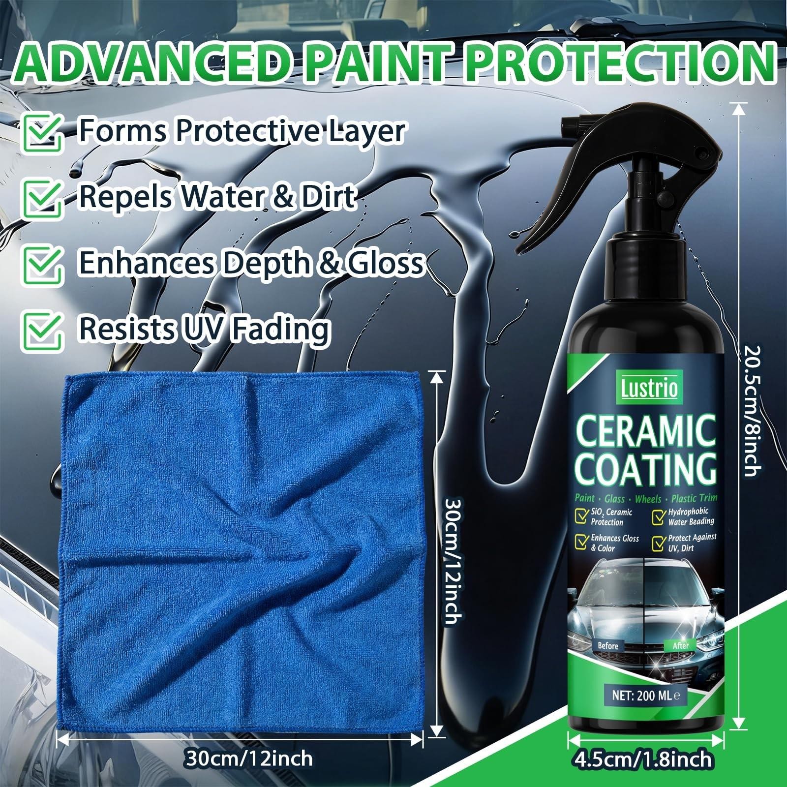 Ceramic Spray Coating for Cars – Hydrophobic Self Cleaning Formula, Easy Wipe…