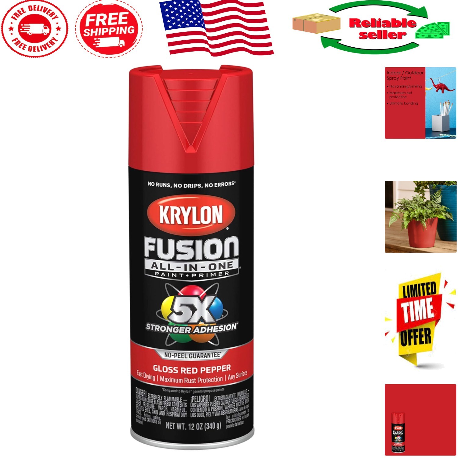 12 oz Rust Resistant Red Pepper Spray Paint – Perfect for Metal, Wood, & More!