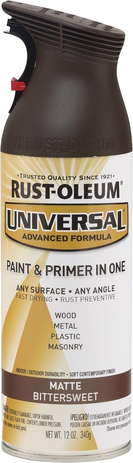 6 Rust-Oleum 282819 Universal All Surface Spray Paint, 12 oz, Matte Bittersweet