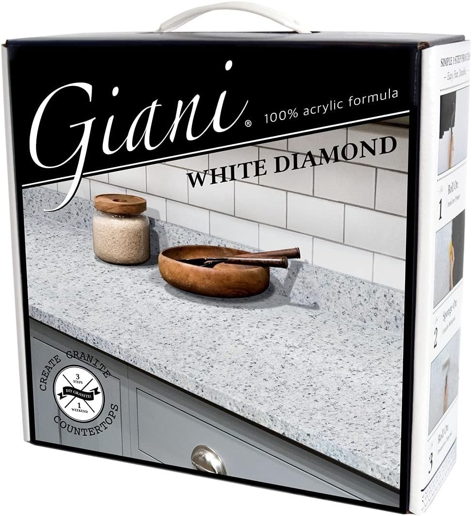 Granite Countertop Paint Kit 2.0 – 100% Acrylic, Low Odor, White Diamond Finish
