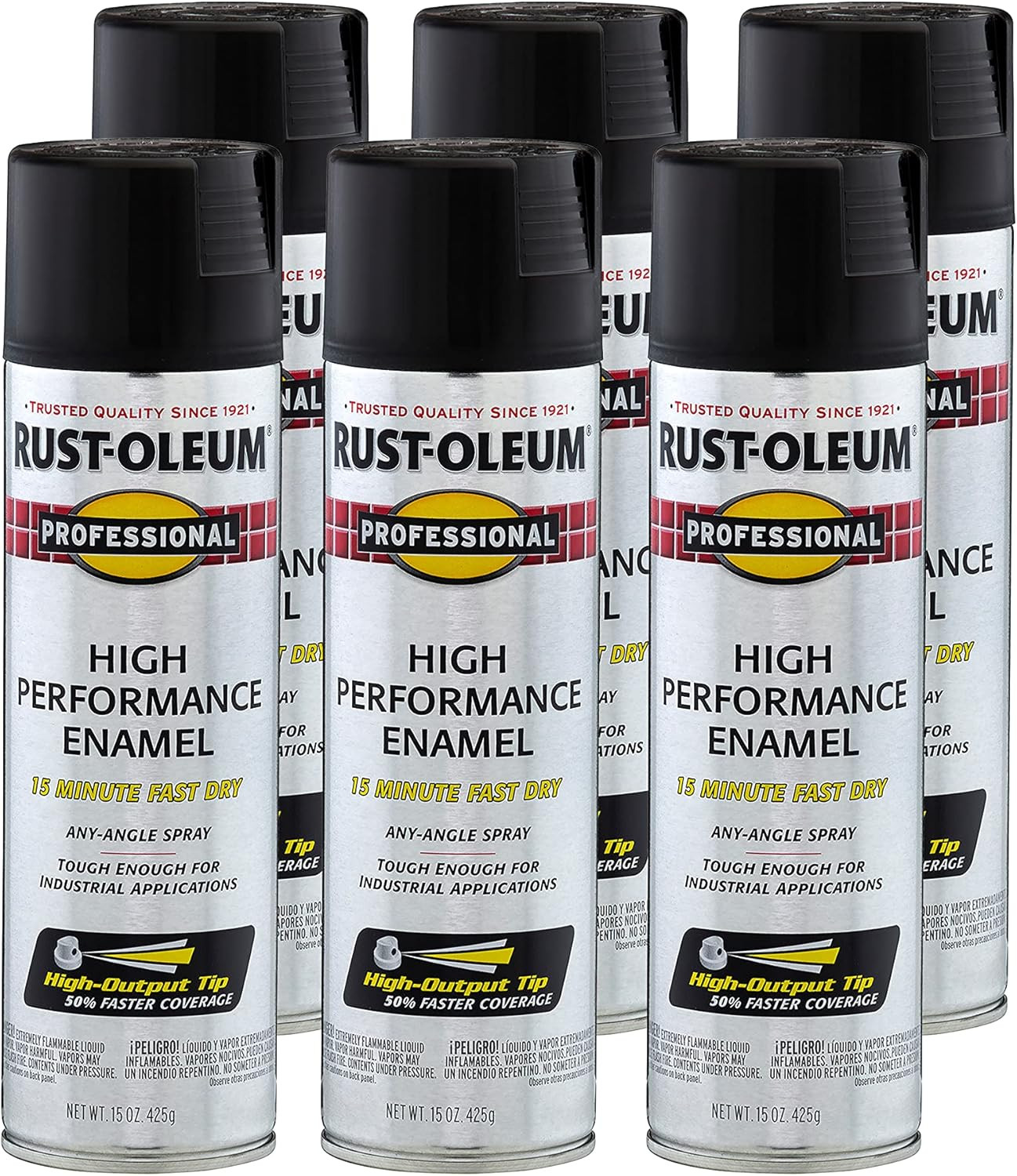 RustOleum Professional High Performance Enamel Spray Paint 15oz Industrial 6pack