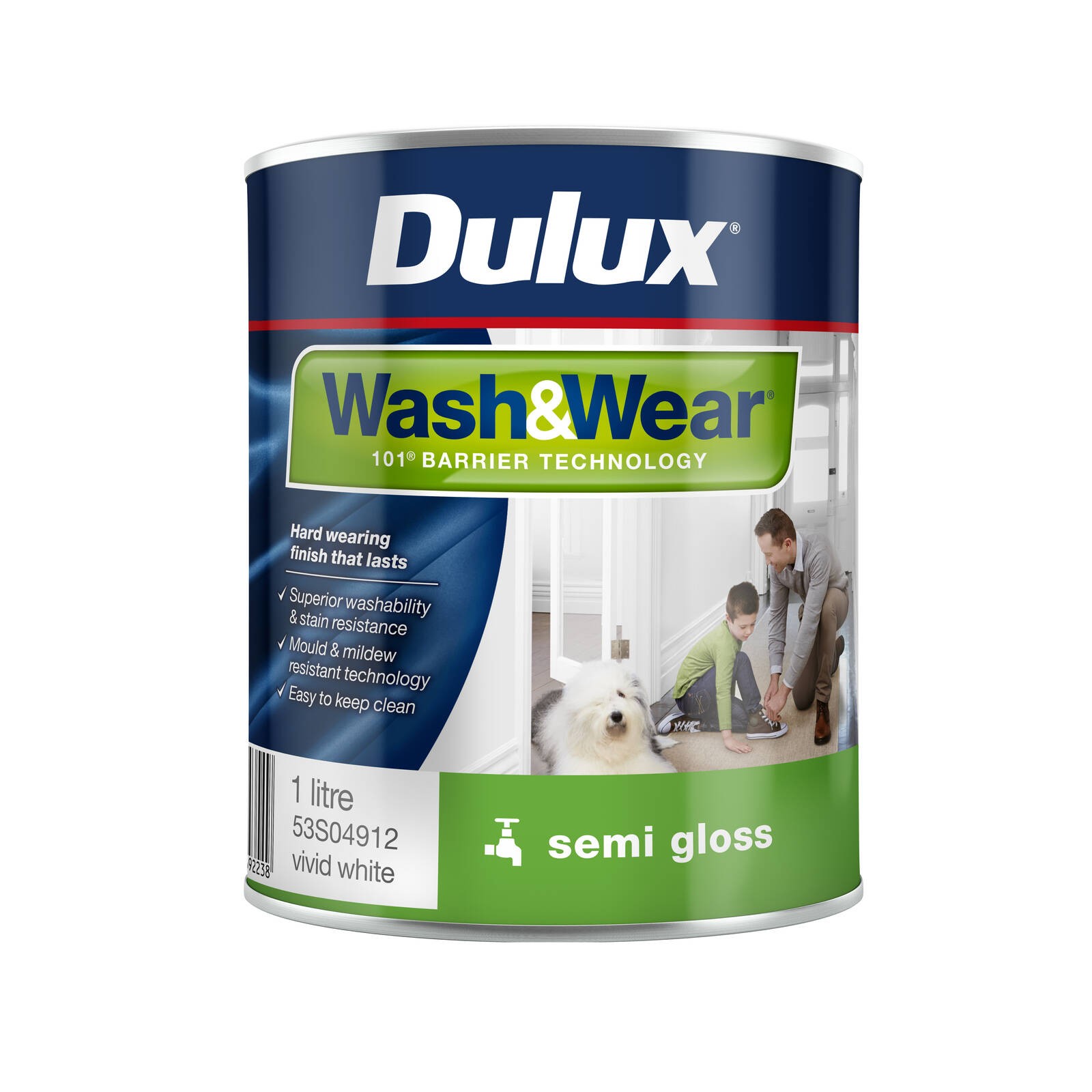 Dulux Interior Paint Wash&Wear Low Sheen Semi Gloss Vivid White – 1L