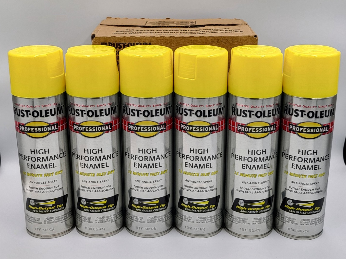 Rust-Oleum 7543838 6 PACK Enamel Spray Paint 15 oz GLOSS SAFETY YELLOW 6Pk