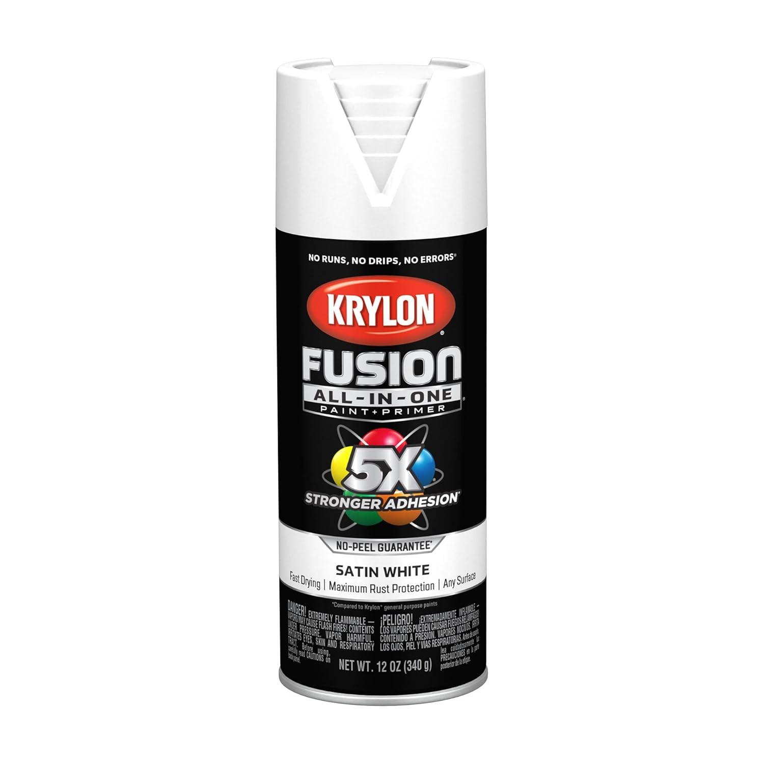 Krylon Fusion All In One Satin White 12 oz Paint Can, Fusion Paint, Satin Finish