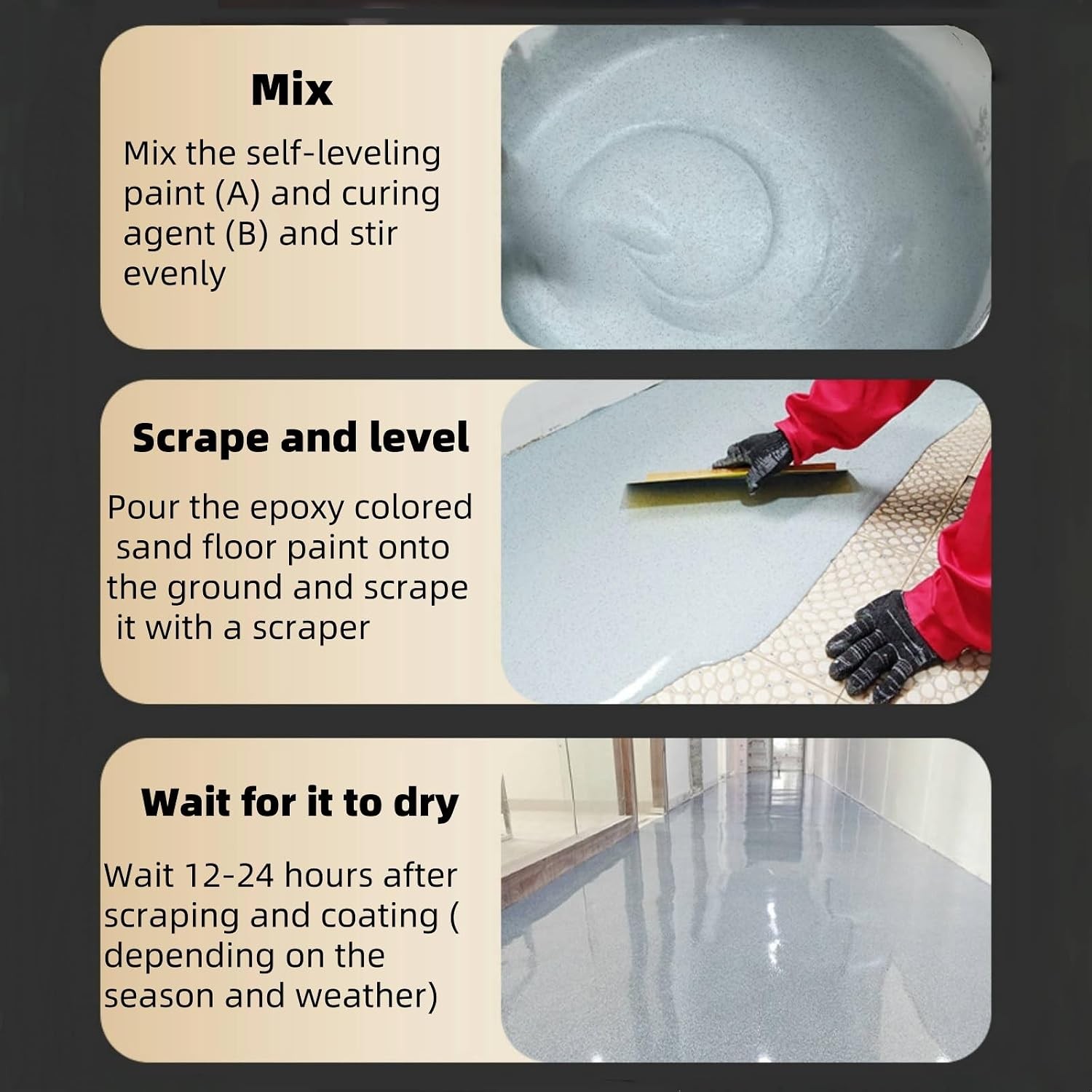 Epoxy Colored Sand Floor Paint, Epoxy Floor Paint High Gloss Marble Effect