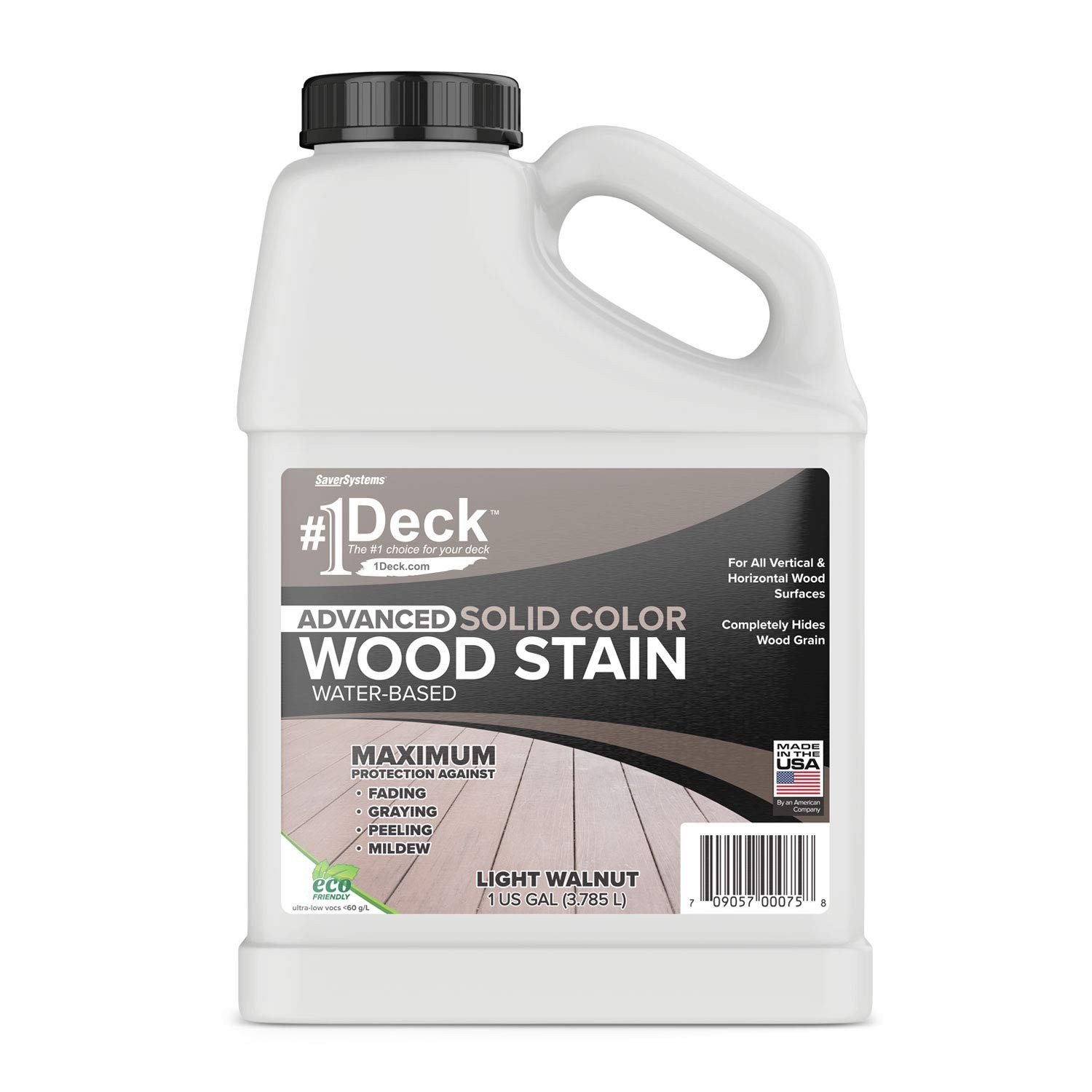 #1 Deck Premium Advanced Solid Color Outdoor Wood 1 Gallon, Light Walnut