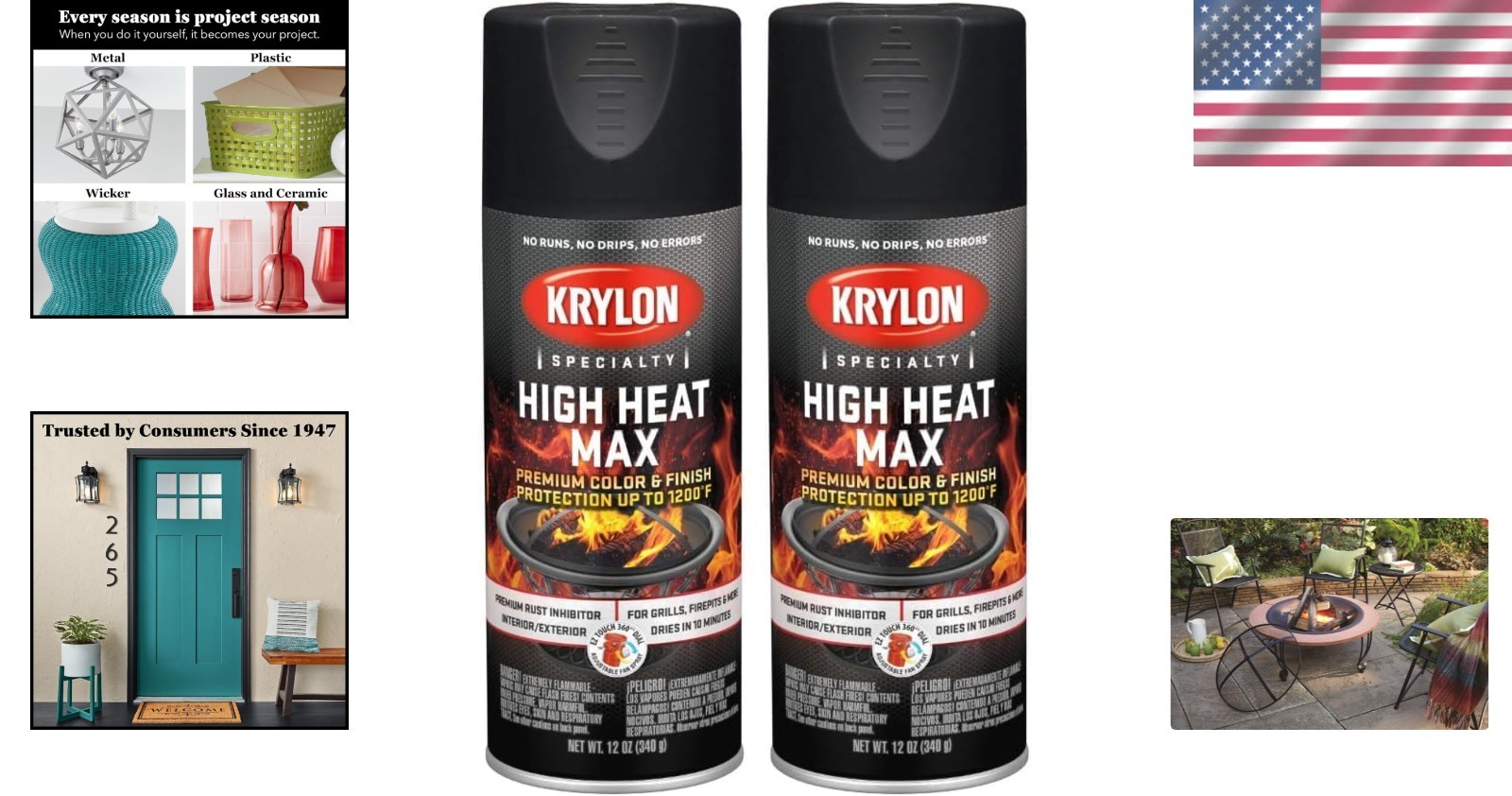 High Heat Paint for Fire Pits – Black – Pack of 2
