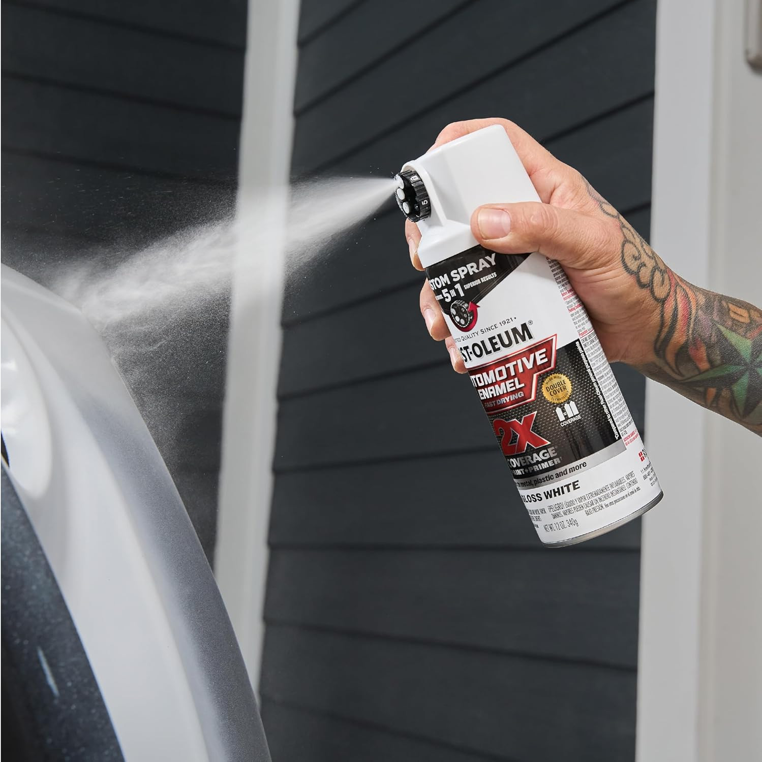 2X Automotive Enamel Custom Spray 5-In-1 Spray Paint, 12 Oz, Gloss White, 6 Pack