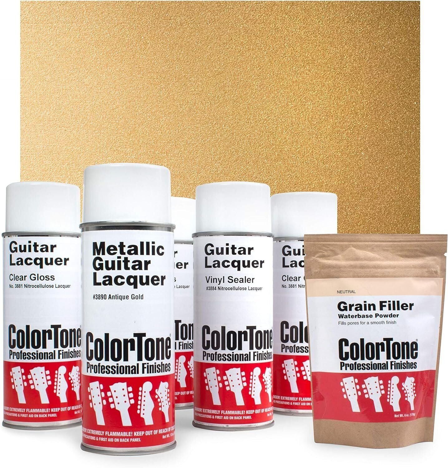 ColorTone Aerosol Finishing Set with Metallic Lacquer, Antique Gold
