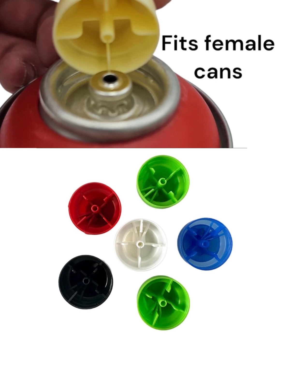 6pc (1 pk) Replacement Spray Paint Caps For Female Cans Variety Pack Aerosol