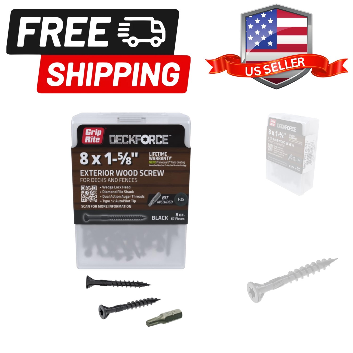 DeckForce Exterior Wood Screws for Decks and Fences – Nano Coated – T-17 Auto…