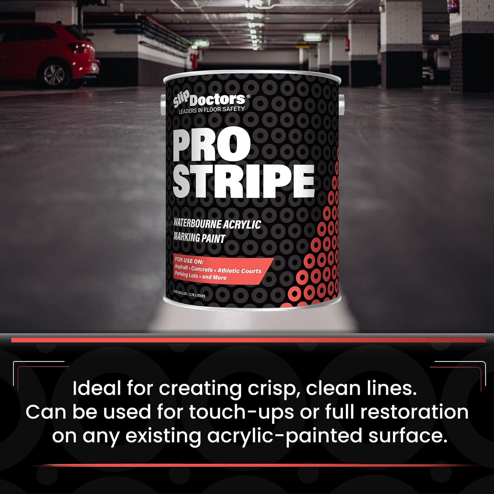 Stripe Line Marking Paint – Courts, Parking Lots & Surface Restoration – (Whi…