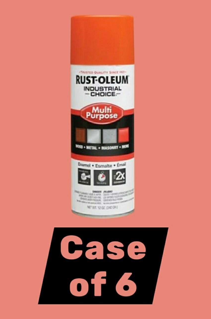 6 Rust-Oleum Industrial Choice Gloss OSHA Safety Orange Enamel Spray