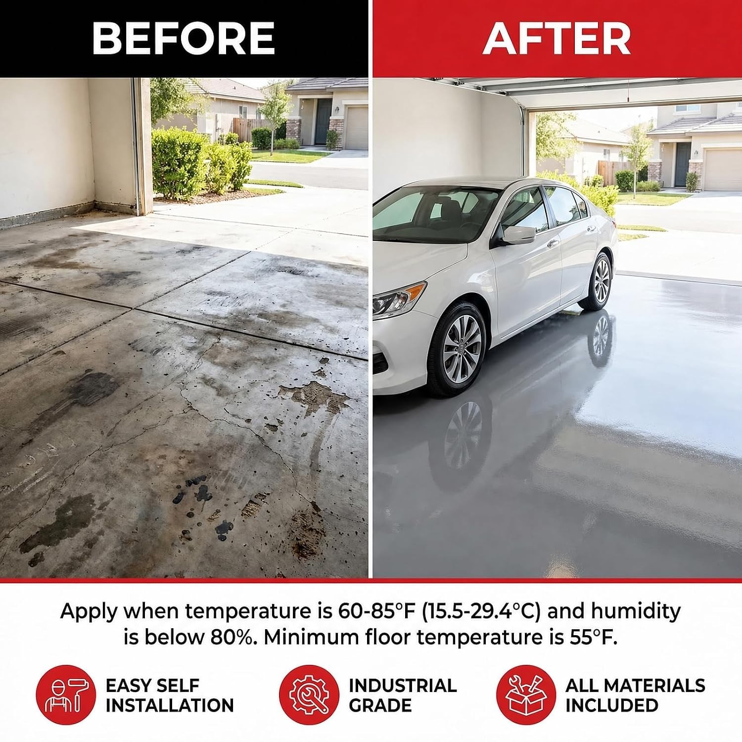 Garage Floor Epoxy Kit, Epoxy Floor Paint with Tools, Epoxy Coating for Concrete