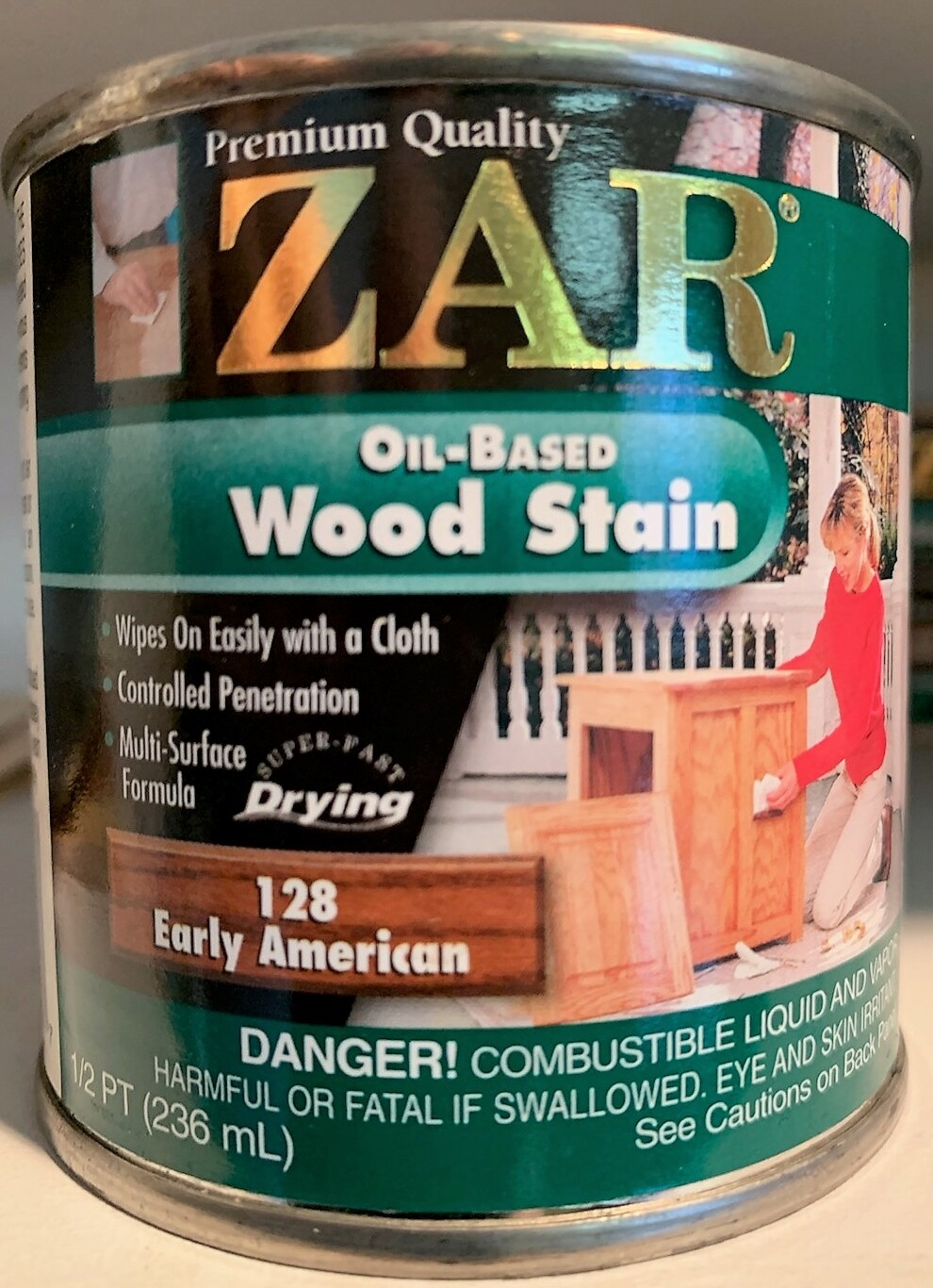 Zar Interior Stain, 128 EARLY AMERICAN, 1/2 pint