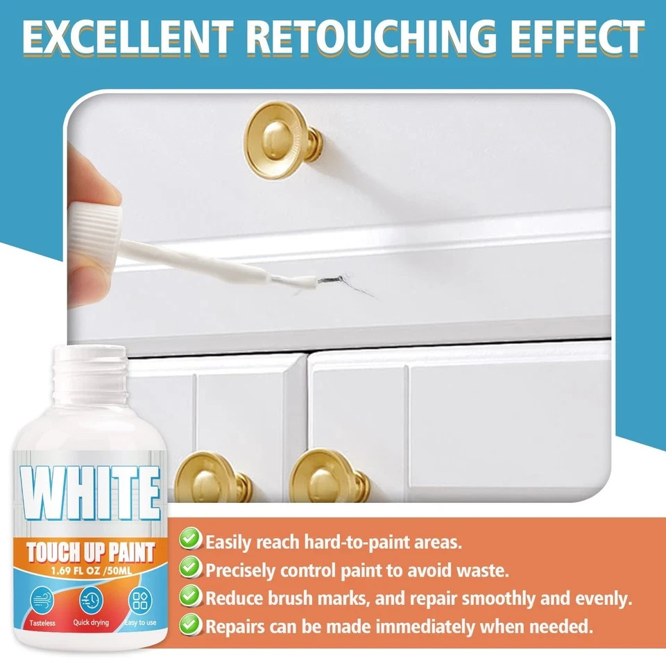 White Touch up Paint Pen, White Paint for Wall, Door, Cabinets, Furniture, Ename