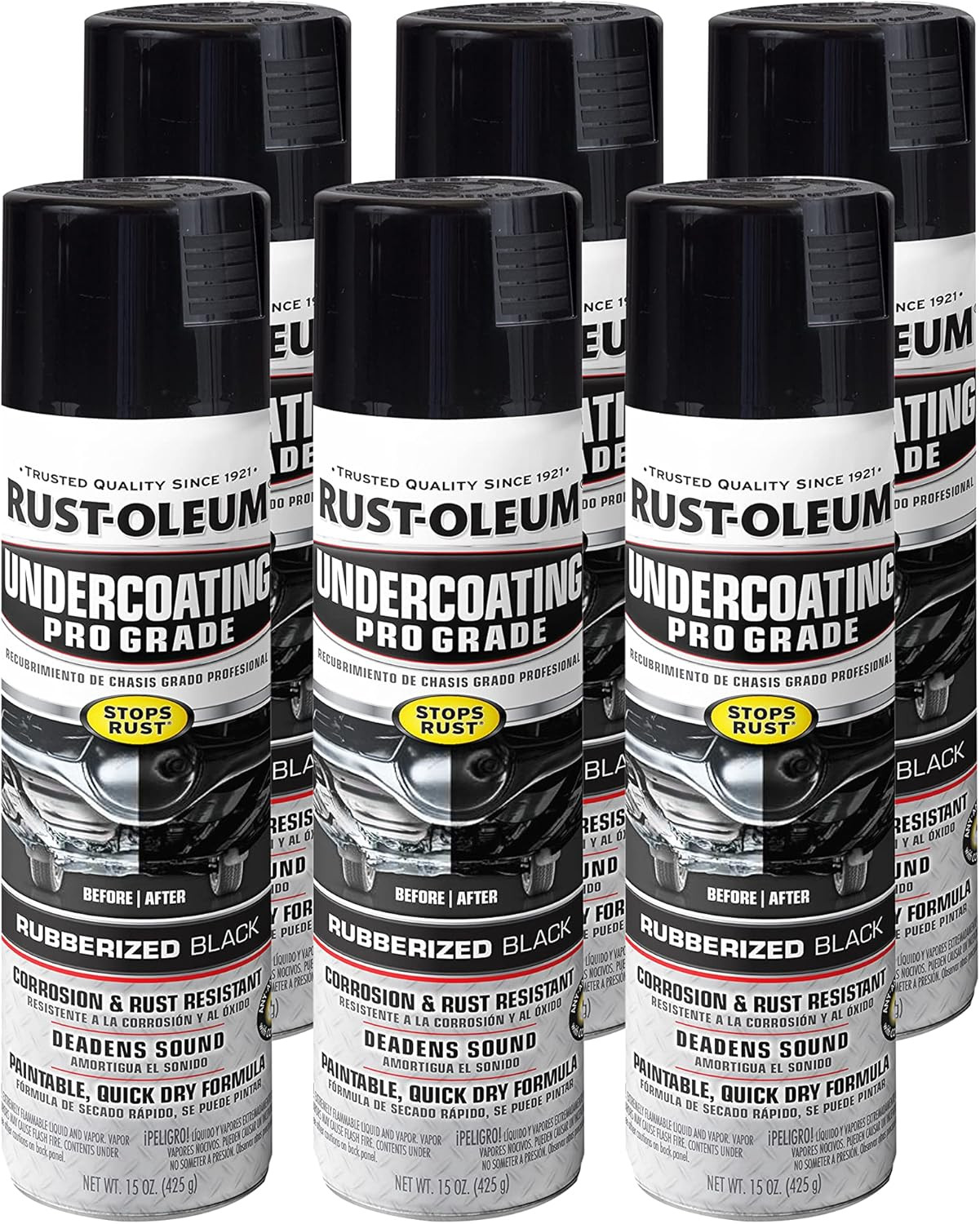 248656 Professional Grade Undercoating Spray, 15 Ounce (Pack of 6), Black, 90 Ou