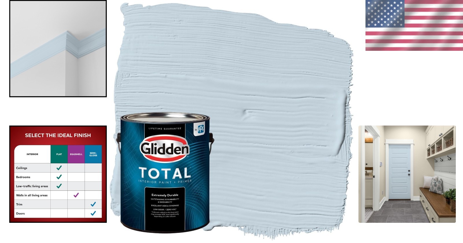 Total Interior Wall Paint & Primer: Calm Sea Semi-Gloss, 1 Gallon – Durable &…