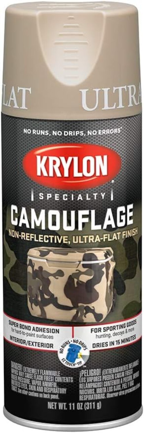 Krylon Camouflage Paint Sand 11oz – Ultra Flat Matte Finish for Easy Coverage