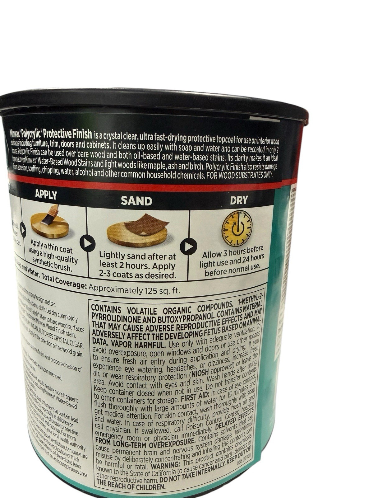 Minwax Polycrylic Water-Based Crystal Clear Topcoat, Clear Semi-Gloss, Set of 2