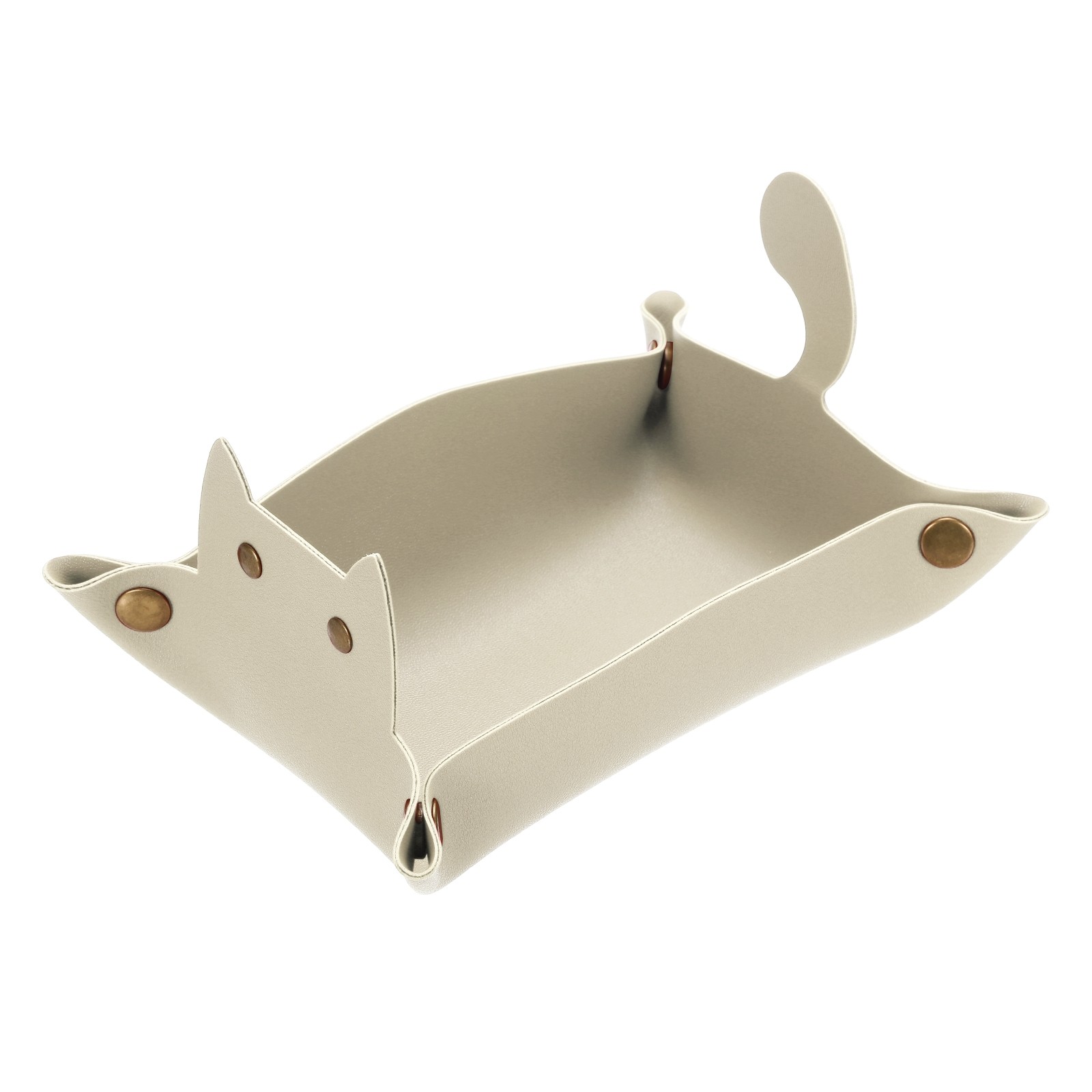 Leather Valet Tray, Folding Jewelry Tray Organizer, White
